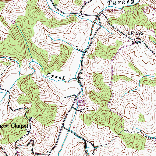 Topographic Map of South Turkey Creek, NC