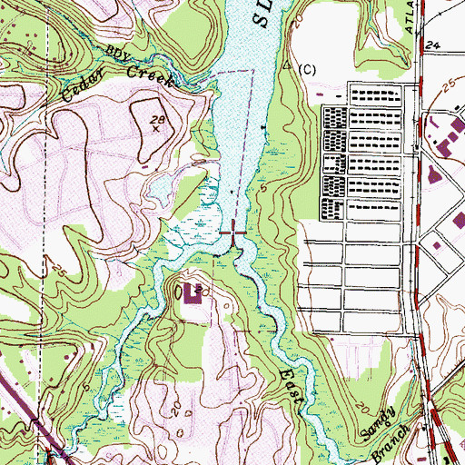 Topographic Map of Southwest Prong Slocum Creek, NC