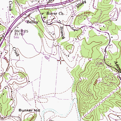 Topographic Map of Spanish Oak Branch, NC
