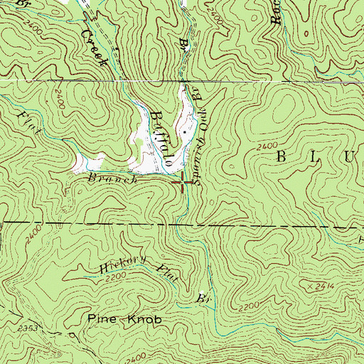 Topographic Map of Spanish Oak Branch, NC