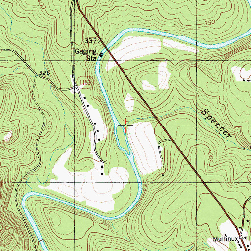 Topographic Map of Spencer Creek, NC