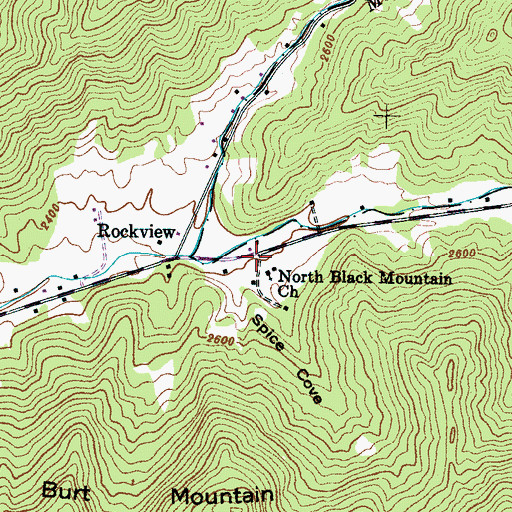 Topographic Map of Spice Cove, NC