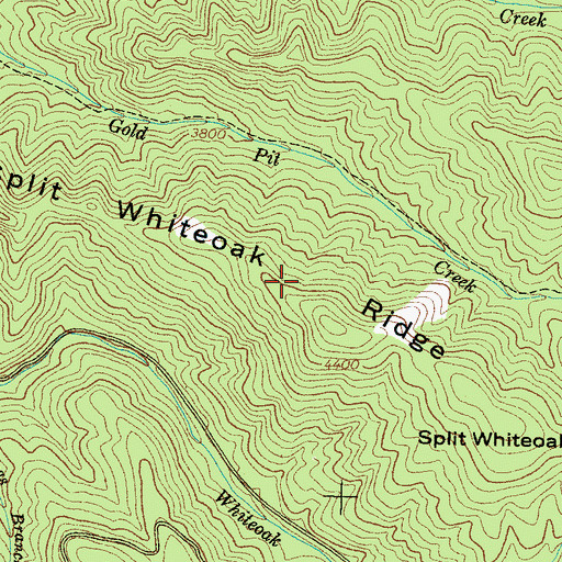 Topographic Map of Split Whiteoak Ridge, NC