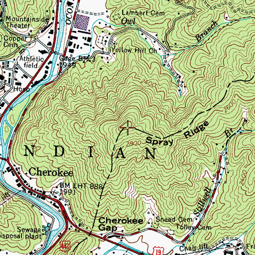 Topographic Map of Spray Ridge, NC