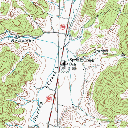 Topographic Map of Spring Creek School, NC