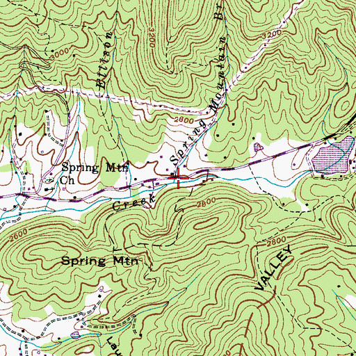 Topographic Map of Spring Mountain Branch, NC