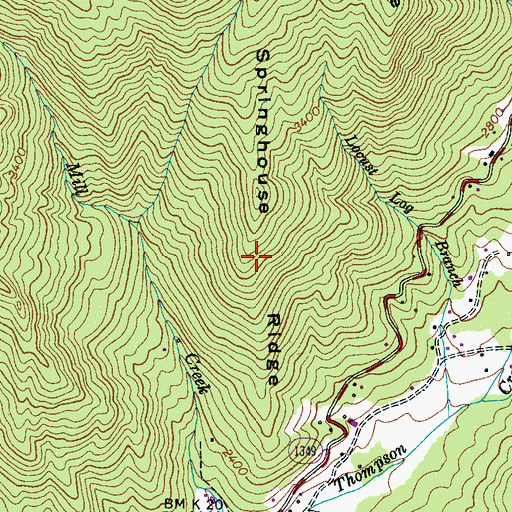 Topographic Map of Springhouse Ridge, NC