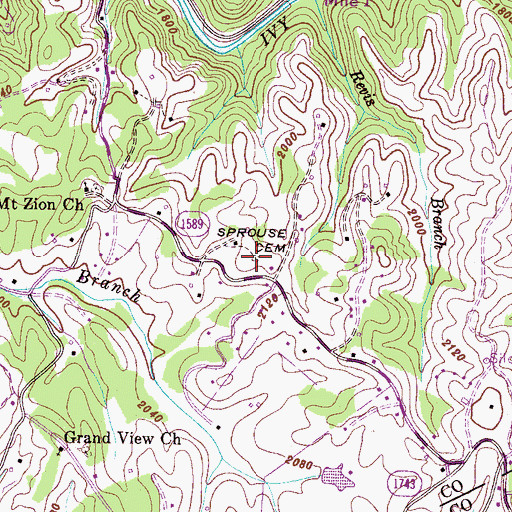 Topographic Map of Sprouse Cemetery, NC