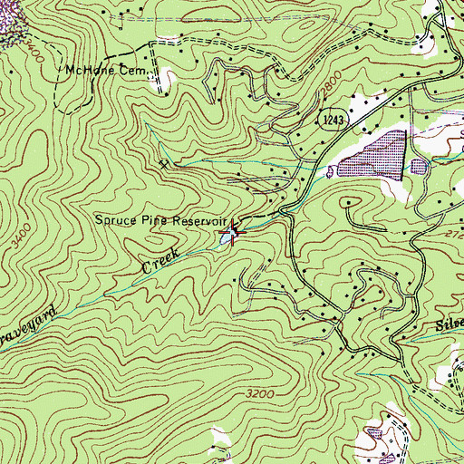 Topographic Map of Spruce Pine Reservoir, NC