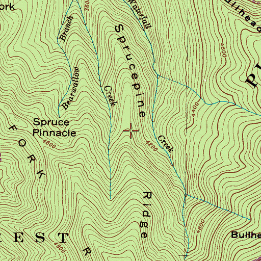 Topographic Map of Sprucepine Ridge, NC