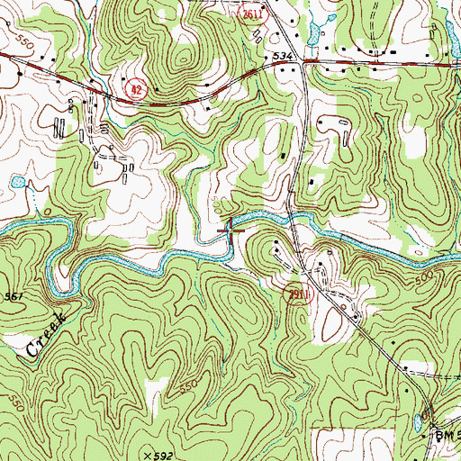 Topographic Map of Squirrel Creek, NC