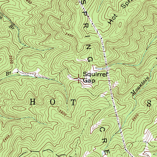 Topographic Map of Squirrel Gap, NC