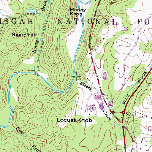 Topographic Map of Stacey Creek, NC