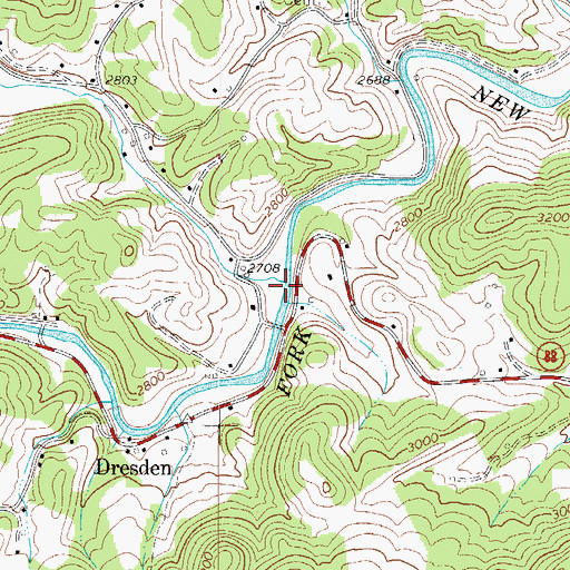 Topographic Map of Stagg Creek, NC