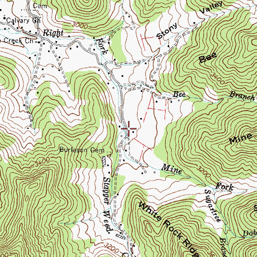 Topographic Map of Stagger Weed Creek, NC