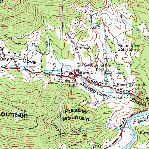 Topographic Map of Stamey Cove, NC