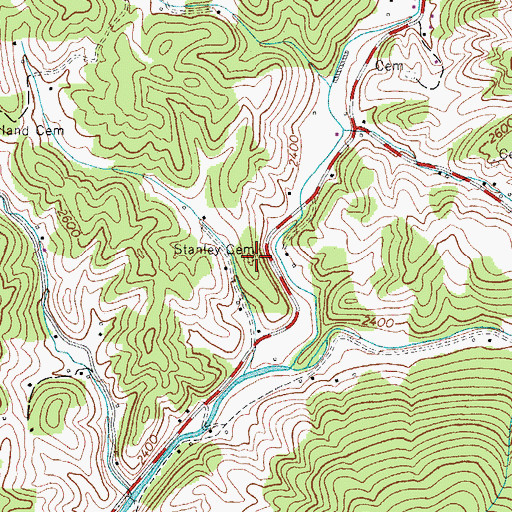 Topographic Map of Stanley Cemetery, NC