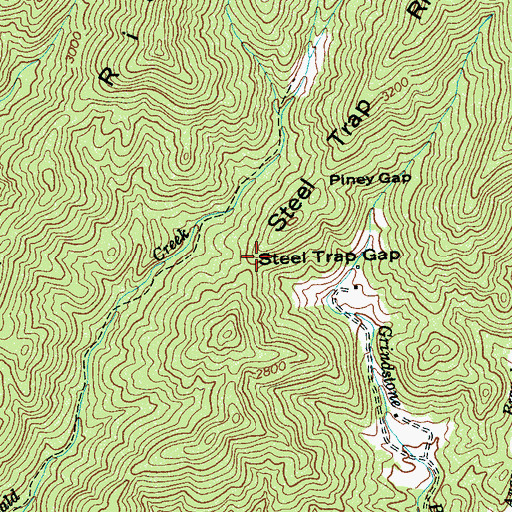 Topographic Map of Steel Trap Gap, NC