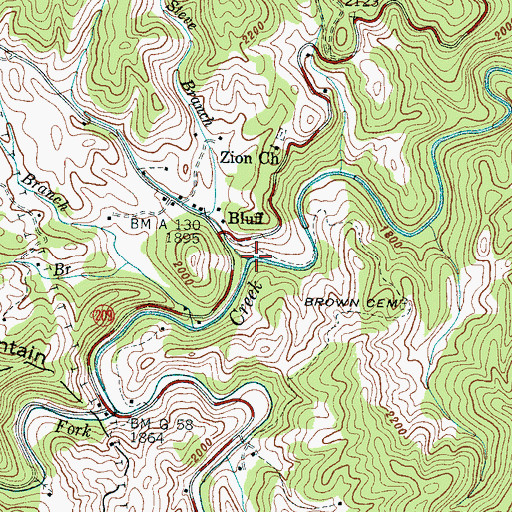 Topographic Map of Steve Branch, NC