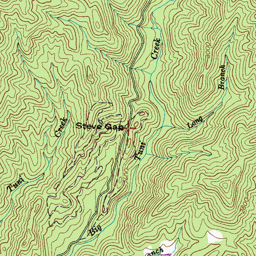 Topographic Map of Steve Gap, NC