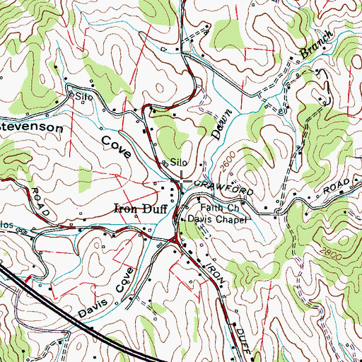 Topographic Map of Stevenson Cove, NC