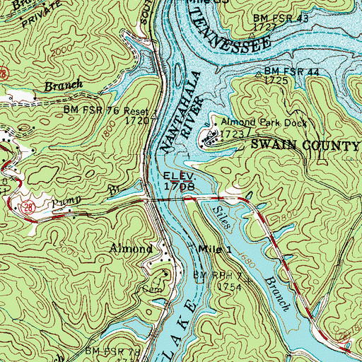 Topographic Map of Stiles Branch, NC