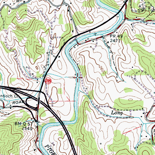 Topographic Map of Stingy Branch, NC