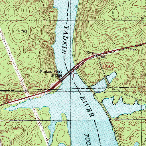 Topographic Map of Stokes Ferry Bridge, NC