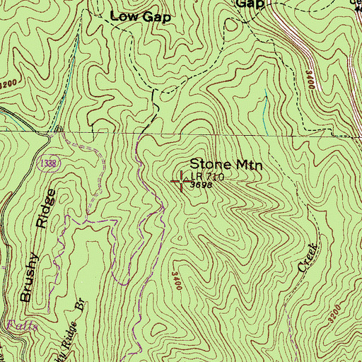 Topographic Map of Stone Mountain, NC