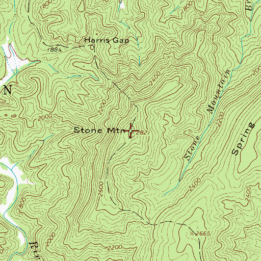 Topographic Map of Stone Mountain, NC