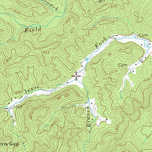 Topographic Map of Stone Mountain Branch, NC