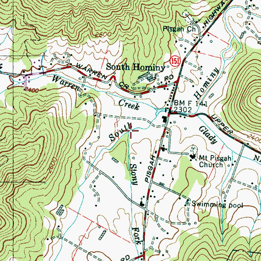 Topographic Map of Stony Fork, NC