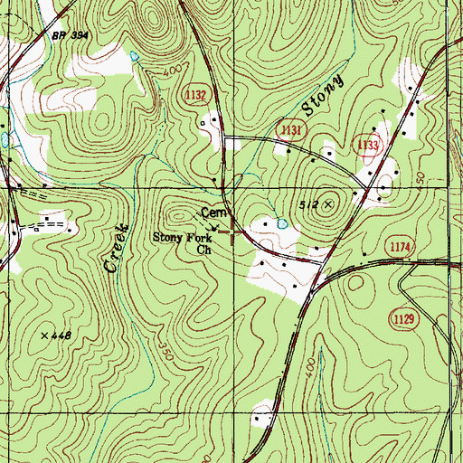Topographic Map of Stony Fork Church, NC