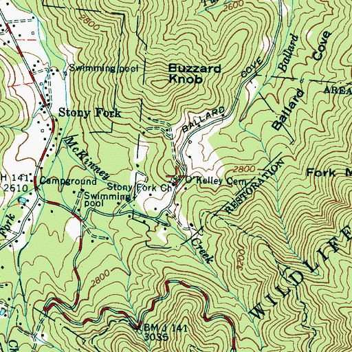 Topographic Map of Stony Fork Church, NC