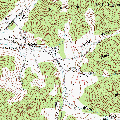 Topographic Map of Stony Valley, NC