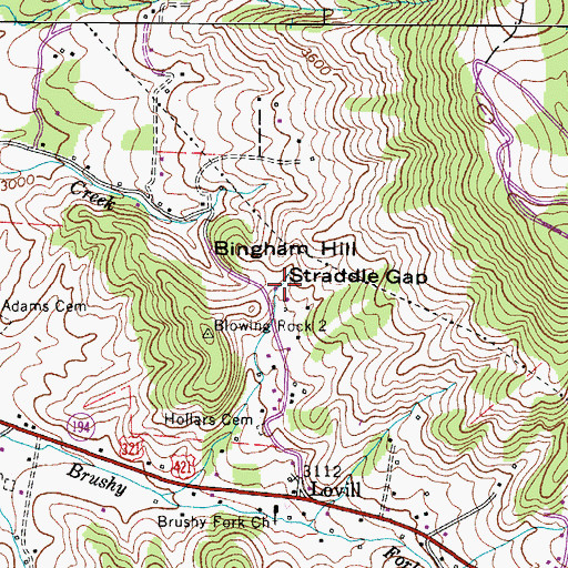 Topographic Map of Straddle Gap, NC