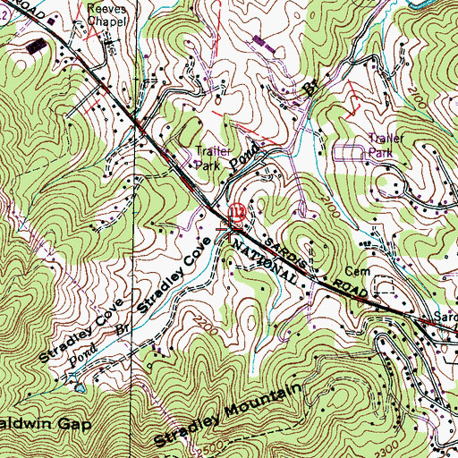 Topographic Map of Stradley Cove, NC