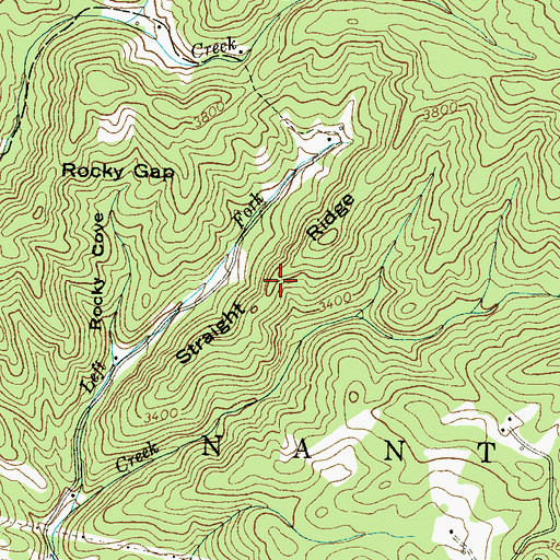 Topographic Map of Straight Ridge, NC