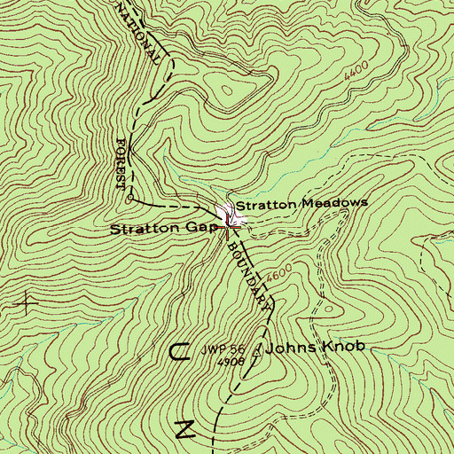 Topographic Map of Stratton Gap, NC