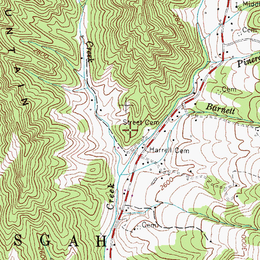 Topographic Map of Street Cemetery, NC