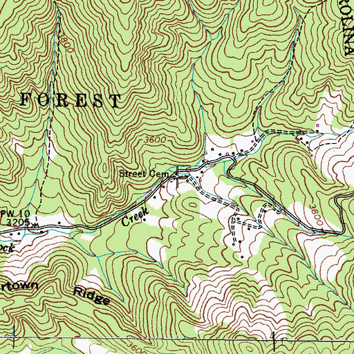 Topographic Map of Street Cemetery, NC