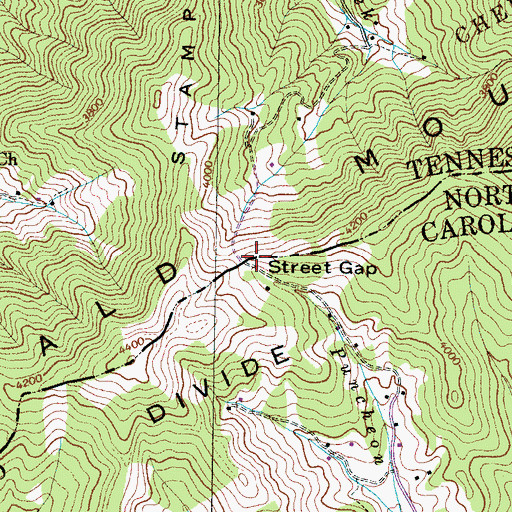 Topographic Map of Street Gap, NC