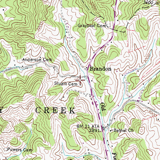 Topographic Map of Stuart Cemetery, NC
