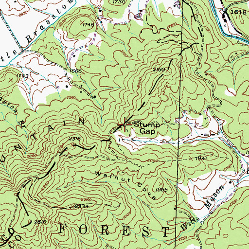 Topographic Map of Stump Gap, NC
