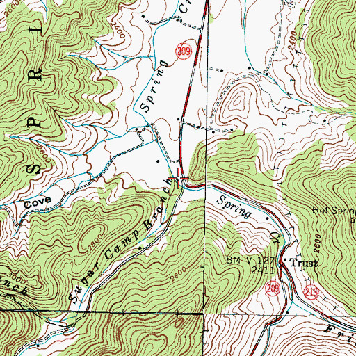 Topographic Map of Sugar Camp Branch, NC