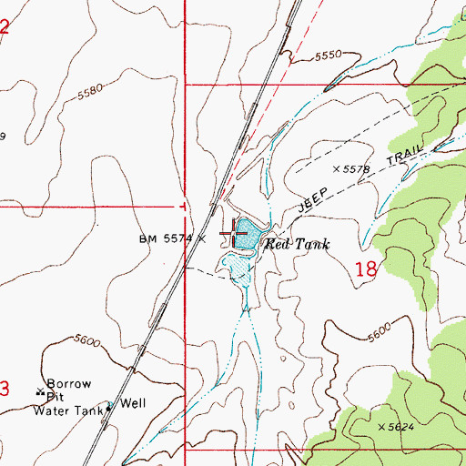 Topographic Map of Red Tank, AZ