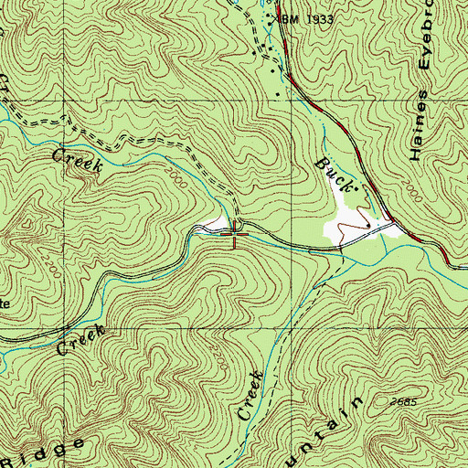 Topographic Map of Sugar Cave Creek, NC