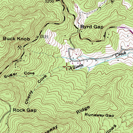 Topographic Map of Sugar Cove, NC