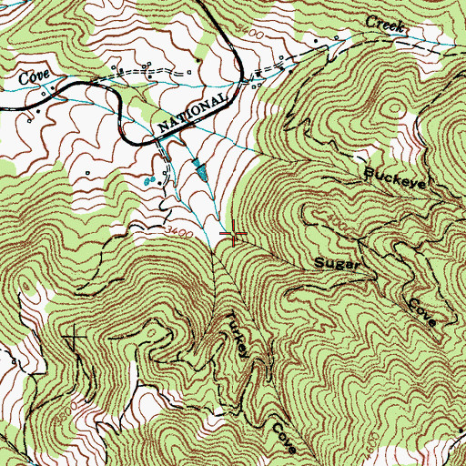 Topographic Map of Sugar Cove, NC