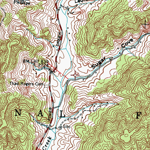 Topographic Map of Sugar Cove, NC
